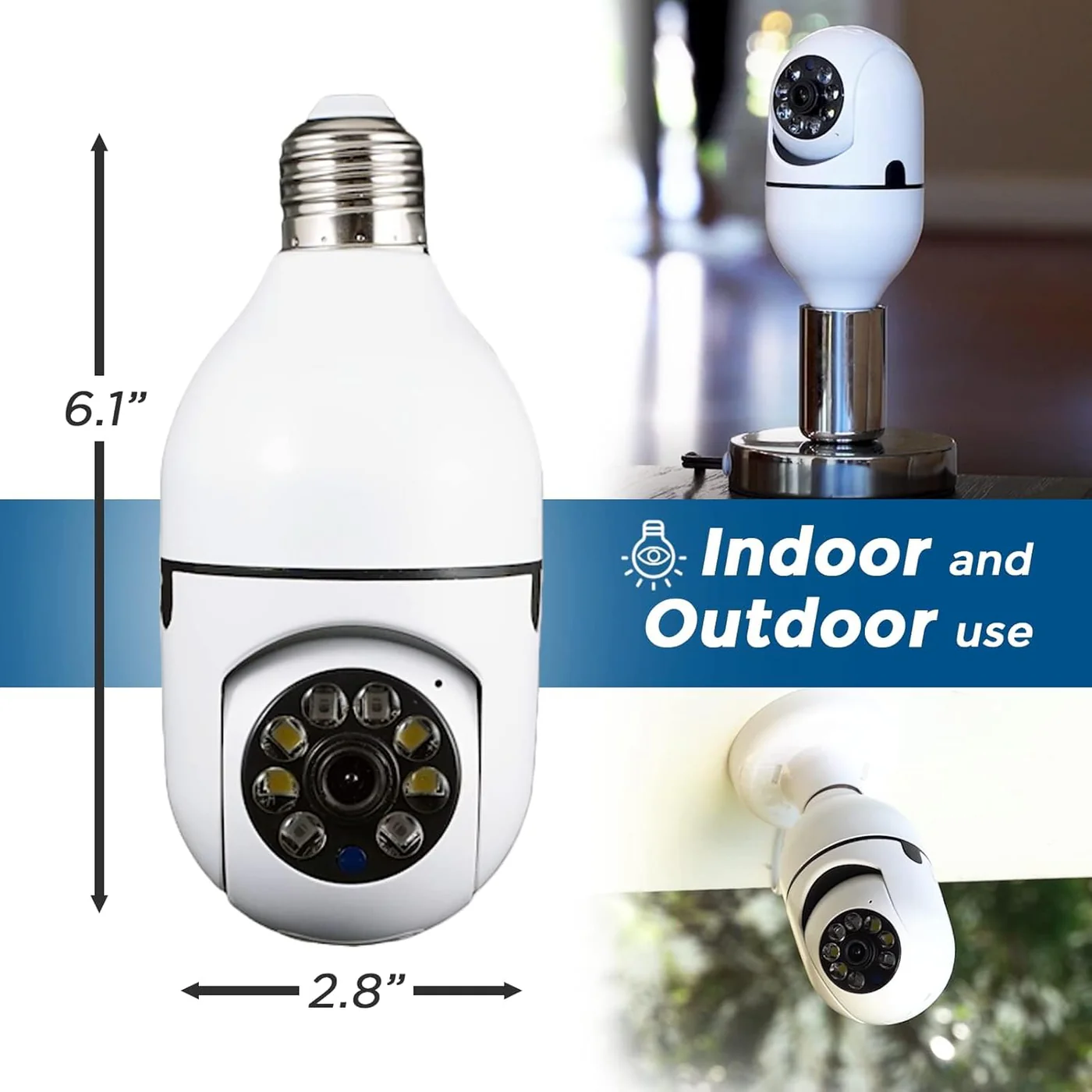 Close-up of the Sight Bulb light bulb security camera showing the lens and bulb-shaped housing